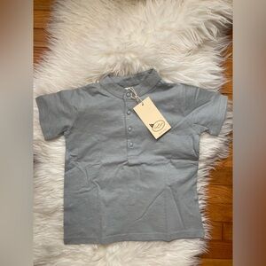 Pierrot la Lune Dusty Blue Button-Accent Top